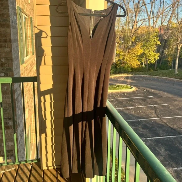 🆕AQUA Midi Dress Classic Office Soft Little Black Dress Bloomingdale’s Office - Picture 4 of 15